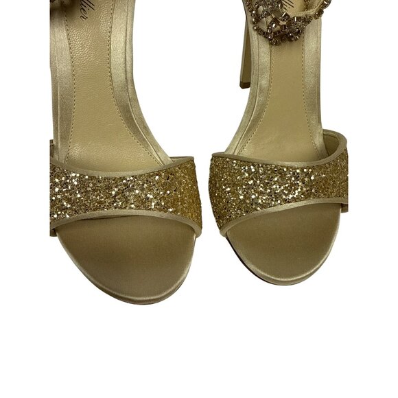 Monique Lhulillier Women's Heels Gold Crystal Embellished Stiletto EU 37 6.5 NEW - Picture 9 of 12